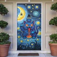 Trippy Cat and Owl Door Cover Starry Psychedelic Vibes - Wonder Print Shop