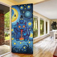 Trippy Cat and Owl Door Cover Starry Psychedelic Vibes - Wonder Print Shop