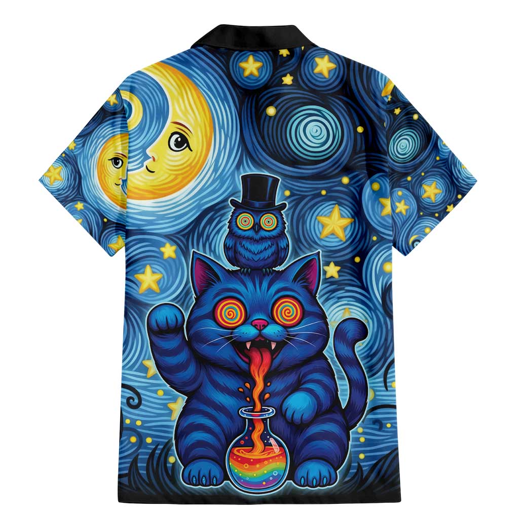Trippy Cat and Owl Family Matching Mermaid Dress and Hawaiian Shirt Starry Psychedelic Vibes - Wonder Print Shop