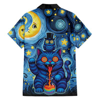 Trippy Cat and Owl Family Matching Puletasi and Hawaiian Shirt Starry Psychedelic Vibes - Wonder Print Shop