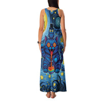 Trippy Cat and Owl Family Matching Tank Maxi Dress and Hawaiian Shirt Starry Psychedelic Vibes - Wonder Print Shop