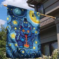 Trippy Cat and Owl Garden Flag Starry Psychedelic Vibes - Wonder Print Shop
