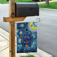 Trippy Cat and Owl Garden Flag Starry Psychedelic Vibes - Wonder Print Shop