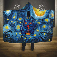 Trippy Cat and Owl Hooded Blanket Starry Psychedelic Vibes - Wonder Print Shop