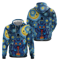 Trippy Cat and Owl Hoodie Starry Psychedelic Vibes - Wonder Print Shop