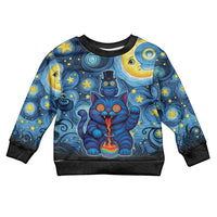 Trippy Cat and Owl Kid Ugly Christmas Sweater Starry Psychedelic Vibes - Wonder Print Shop