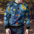 Trippy Cat and Owl Ugly Christmas Sweater Starry Psychedelic Vibes - Wonder Print Shop
