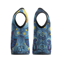 Trippy Cat and Owl Christmas Knitted V-Neck Vest Starry Psychedelic Vibes - Wonder Print Shop