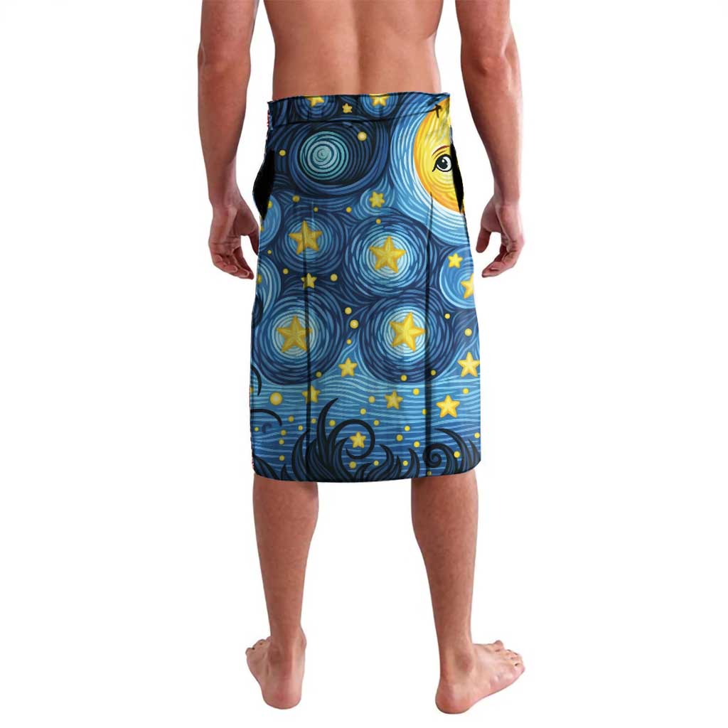 Trippy Cat and Owl Lavalava Starry Psychedelic Vibes - Wonder Print Shop