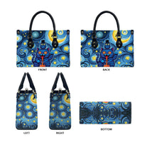 Trippy Cat and Owl Leather Bag Starry Psychedelic Vibes - Wonder Print Shop