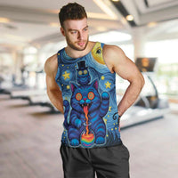 Trippy Cat and Owl Men Tank Top Starry Psychedelic Vibes - Wonder Print Shop