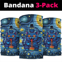 Trippy Cat and Owl Neck Gaiter Starry Psychedelic Vibes - Wonder Print Shop