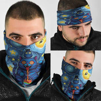 Trippy Cat and Owl Neck Gaiter Starry Psychedelic Vibes - Wonder Print Shop