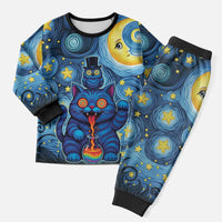 Trippy Cat and Owl Christmas Pajama Set Starry Psychedelic Vibes - Wonder Print Shop