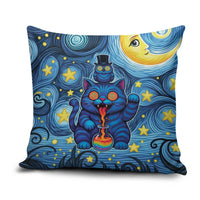 Trippy Cat and Owl Pillow Cover Starry Psychedelic Vibes - Wonder Print Shop