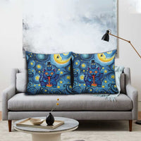 Trippy Cat and Owl Pillow Cover Starry Psychedelic Vibes - Wonder Print Shop