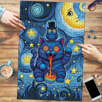 Trippy Cat and Owl Puzzle Starry Psychedelic Vibes - Wonder Print Shop