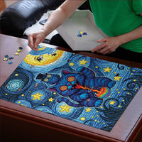 Trippy Cat and Owl Puzzle Starry Psychedelic Vibes - Wonder Print Shop
