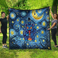 Trippy Cat and Owl Quilt Starry Psychedelic Vibes - Wonder Print Shop