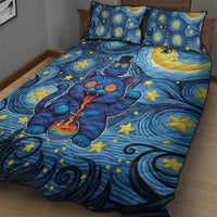 Trippy Cat and Owl Quilt Bed Set Starry Psychedelic Vibes - Wonder Print Shop