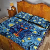 Trippy Cat and Owl Quilt Bed Set Starry Psychedelic Vibes - Wonder Print Shop
