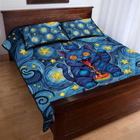 Trippy Cat and Owl Quilt Bed Set Starry Psychedelic Vibes - Wonder Print Shop