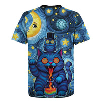 Trippy Cat and Owl Rugby Jersey Starry Psychedelic Vibes - Wonder Print Shop