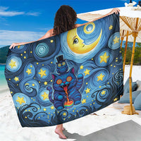 Trippy Cat and Owl Sarong Starry Psychedelic Vibes - Wonder Print Shop