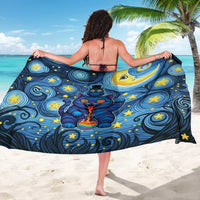 Trippy Cat and Owl Sarong Starry Psychedelic Vibes - Wonder Print Shop