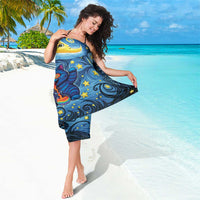 Trippy Cat and Owl Sarong Starry Psychedelic Vibes - Wonder Print Shop