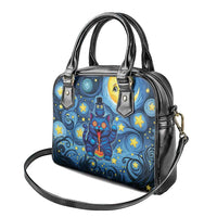 Trippy Cat and Owl Shoulder Handbag Starry Psychedelic Vibes - Wonder Print Shop