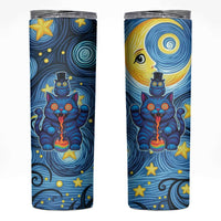 Trippy Cat and Owl Skinny Tumbler Starry Psychedelic Vibes - Wonder Print Shop