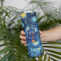 Trippy Cat and Owl Skinny Tumbler Starry Psychedelic Vibes - Wonder Print Shop