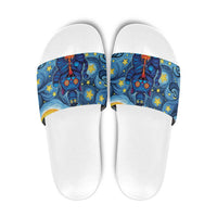 Trippy Cat and Owl Slide Sandals Starry Psychedelic Vibes - Wonder Print Shop