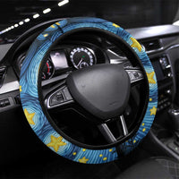 Trippy Cat and Owl Steering Wheel Cover Starry Psychedelic Vibes - Wonder Print Shop