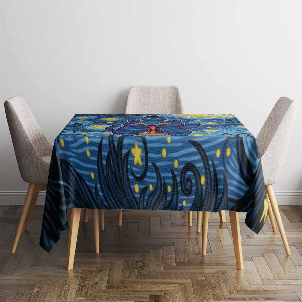Trippy Cat and Owl Tablecloth Starry Psychedelic Vibes - Wonder Print Shop