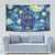 Trippy Cat and Owl Tapestry Starry Psychedelic Vibes - Wonder Print Shop