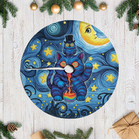 Trippy Cat and Owl Tree Skirt Starry Psychedelic Vibes - Wonder Print Shop