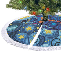 Trippy Cat and Owl Tree Skirt Starry Psychedelic Vibes - Wonder Print Shop