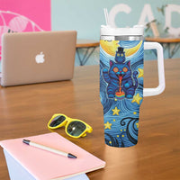 Trippy Cat and Owl Tumbler With Handle Starry Psychedelic Vibes - Wonder Print Shop