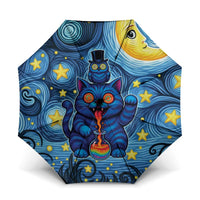 Trippy Cat and Owl Umbrella Starry Psychedelic Vibes - Wonder Print Shop