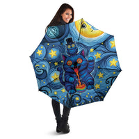 Trippy Cat and Owl Umbrella Starry Psychedelic Vibes - Wonder Print Shop