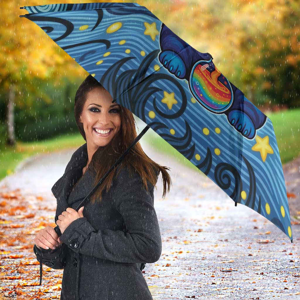 Trippy Cat and Owl Umbrella Starry Psychedelic Vibes - Wonder Print Shop