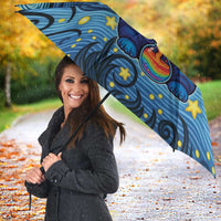 Trippy Cat and Owl Umbrella Starry Psychedelic Vibes - Wonder Print Shop