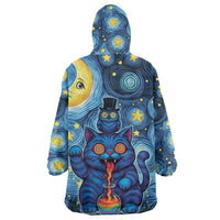Trippy Cat and Owl Wearable Blanket Hoodie Starry Psychedelic Vibes - Wonder Print Shop