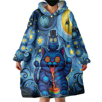 Trippy Cat and Owl Wearable Blanket Hoodie Starry Psychedelic Vibes - Wonder Print Shop