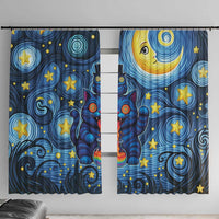 Trippy Cat and Owl Window Curtain Starry Psychedelic Vibes - Wonder Print Shop
