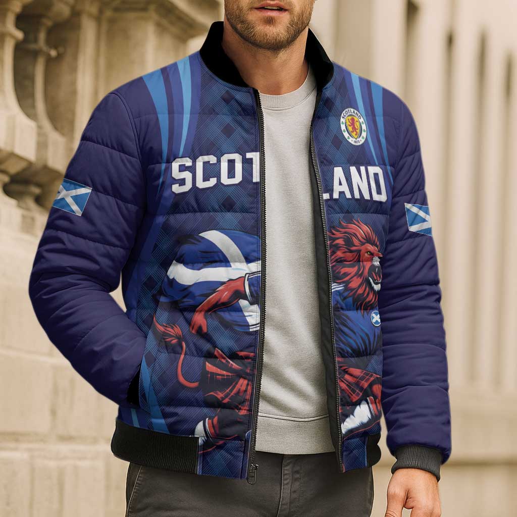 Custom World Football 2026 Scotland Bomber Puffer Jacket Lion Mascot Go Scottish