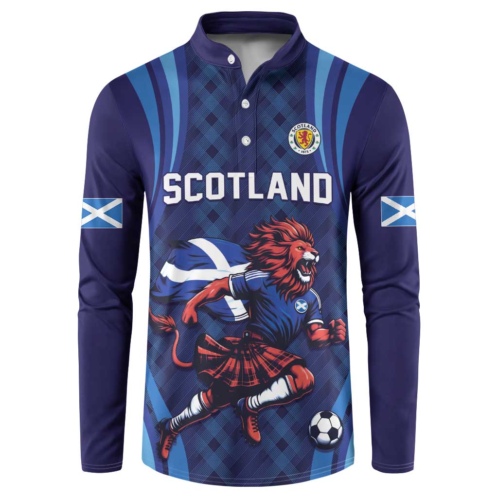 Custom World Football 2026 Scotland Button Sweatshirt Lion Mascot Go Scottish