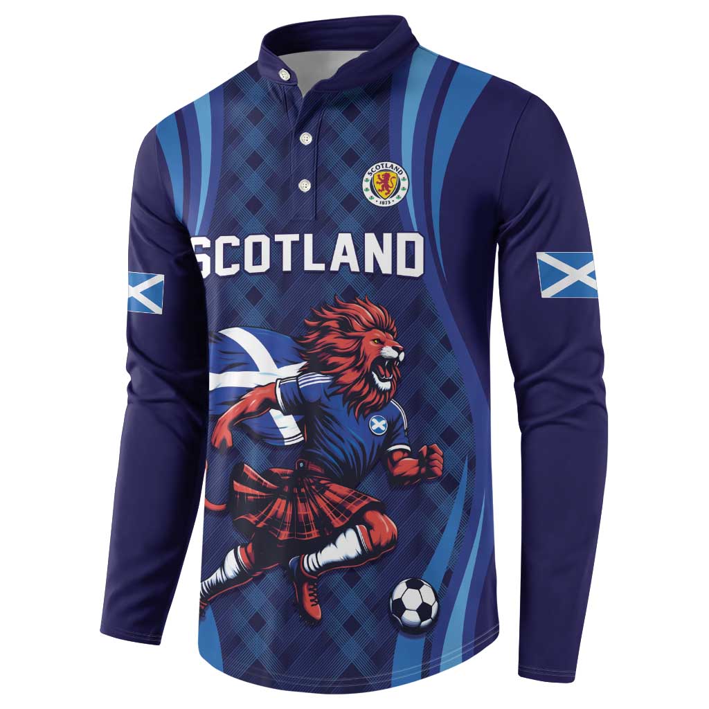 Custom World Football 2026 Scotland Button Sweatshirt Lion Mascot Go Scottish